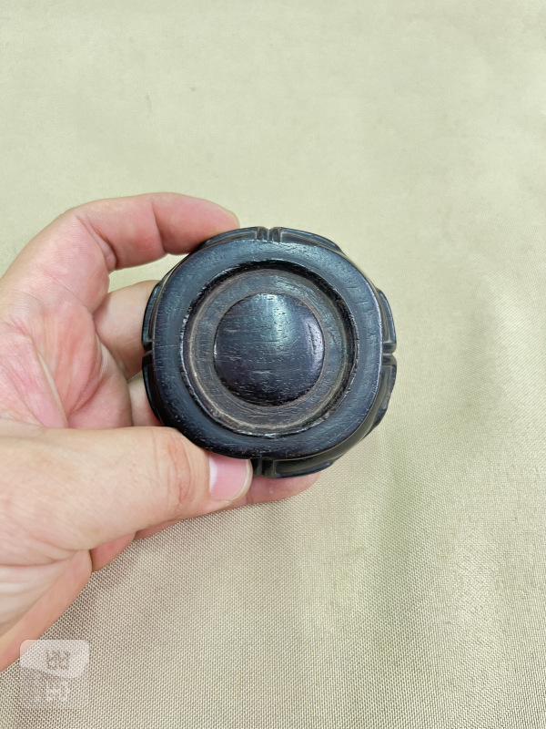紫檀绳纹圆形器座 - 图2